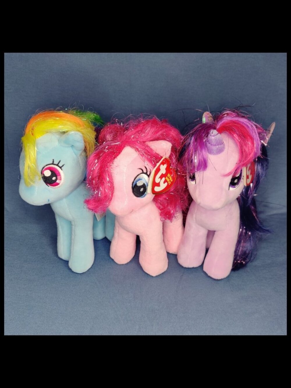 3x My Little Pony MLP Ty Beanie Babies: Rainbow Dash Pinkie Pie Twilight Sparkle